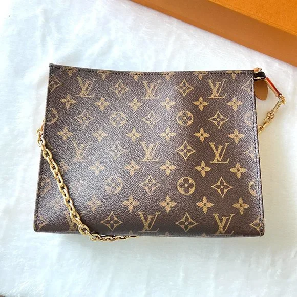 【SALE】LOUIS VUITTON/TOILETRY POUCH ON CHAIN BAG(天然素材） Louis Vuitton Toiletry Pouch On Chain Monogram in Coated
